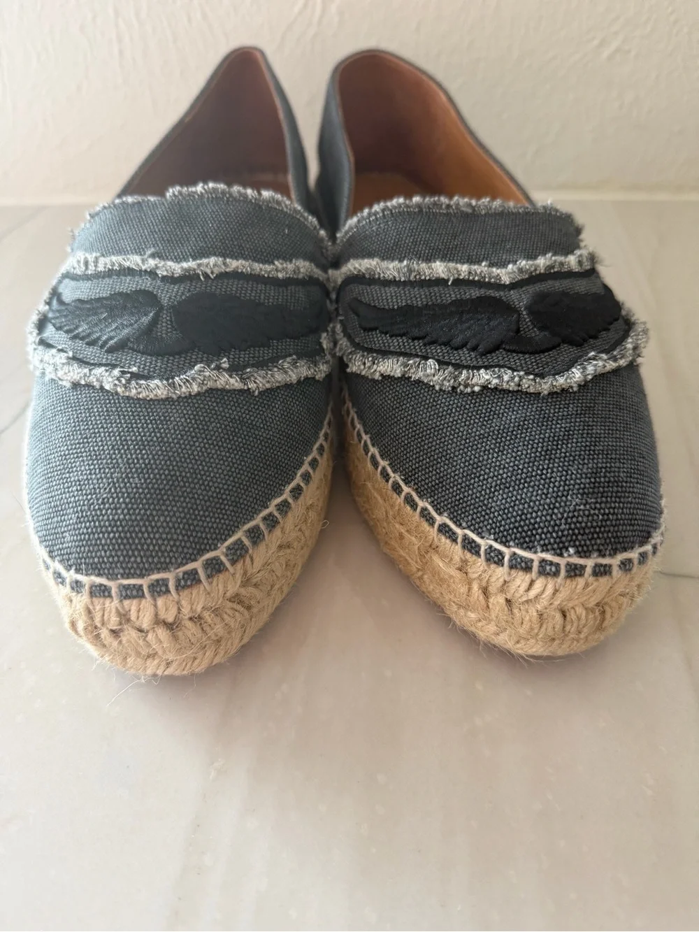 Women ZADIG & VOLTAIRE NWOB cotton canvas espadrilles-Gray-Sz 41, US 10